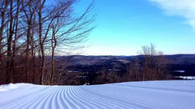 Frisch präparierte Piste in Montcalm