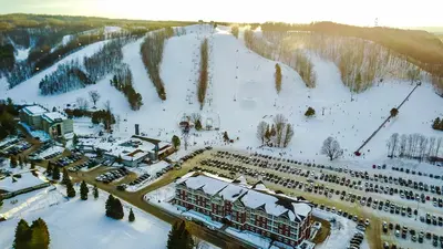 Blick auf das Skigebiet Horseshoe