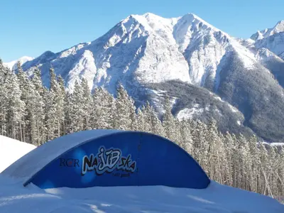 Teil des Snowparks im Skigebiet Nakiska © Patrick Tait