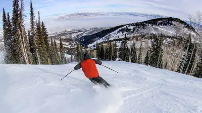 Skifahrer im Gebiet Dreamcatcher in Park City