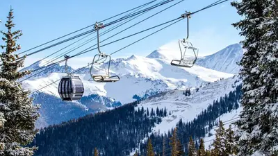 Blick auf die Berge von Keystone