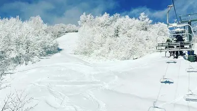 Neuschnee auf den Pisten von Bromley Mountain