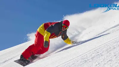 Snowboardabfahrt in Lookout Pass
