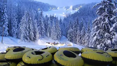 Blick auf die Tubingbahn im Mount Spokane Ski and Snowboard Park