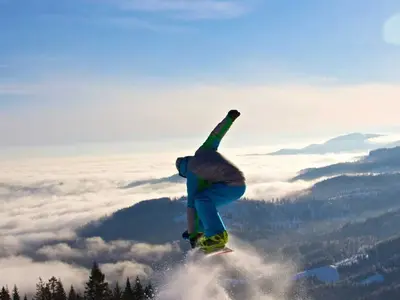 Snowboarder im Skigebiet von Mount Spokane © Mount Spokane Ski & Snowboard Park
