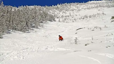 Skifahrer bei der Abfahrt am Whiteface Mountain