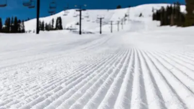 Blick auf die präparierte Piste in Soda Springs