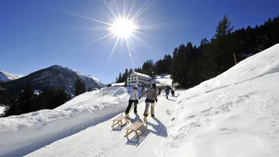 Schlittenfahrer in Steg