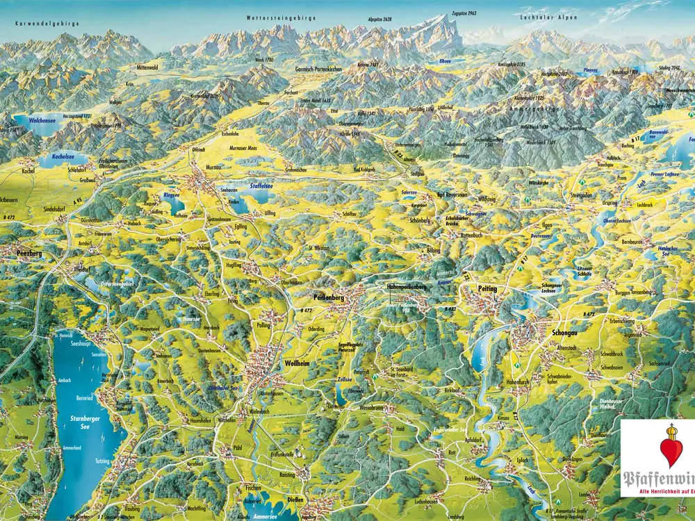 Panoramakarte Pfaffenwinkel