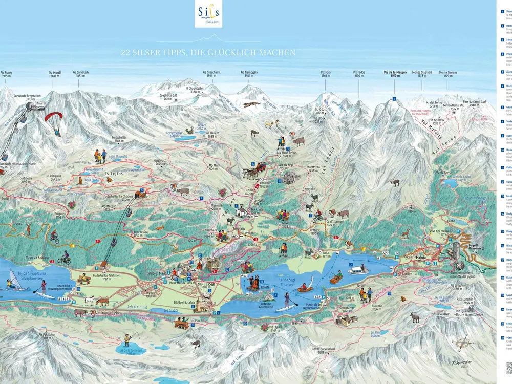 Sils Panoramakarte Sommer