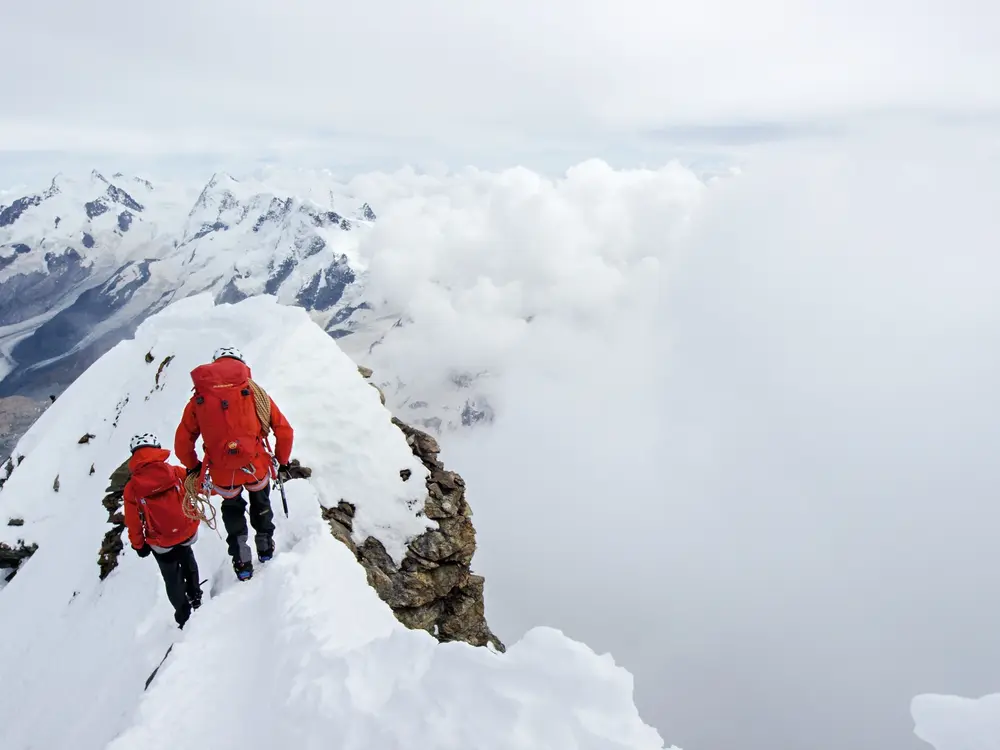 Bergsteiger am Hörnligrat des Matterhorns