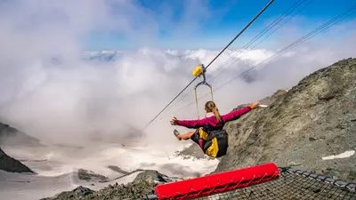 Seilrutsche über den Gletscher