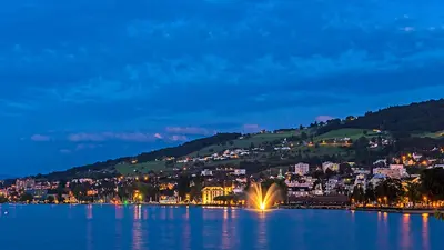 Bodensee und Rorschach bei Nacht