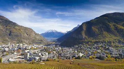 Blick auf Visp im Wallis