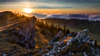 Sonnenuntergan über dem Chasseral