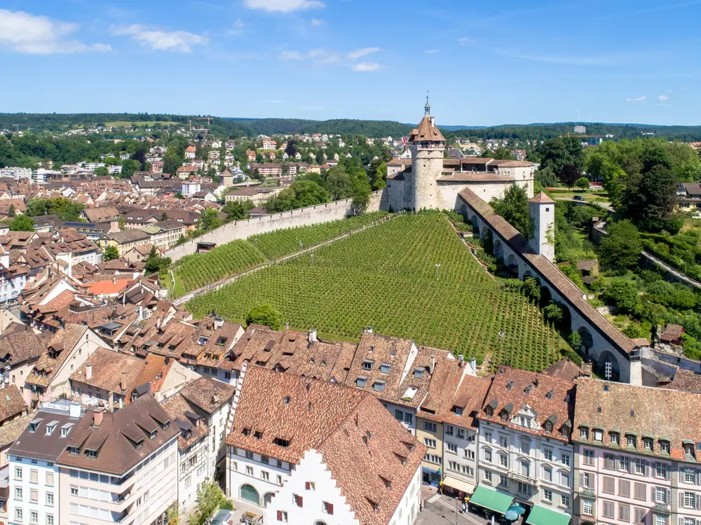 Altstadt von Schaffhausen imt der Festung Munot