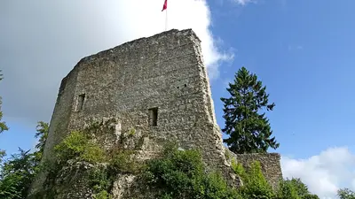 Blick auf die Schildmauer der Ruine Farnsburg