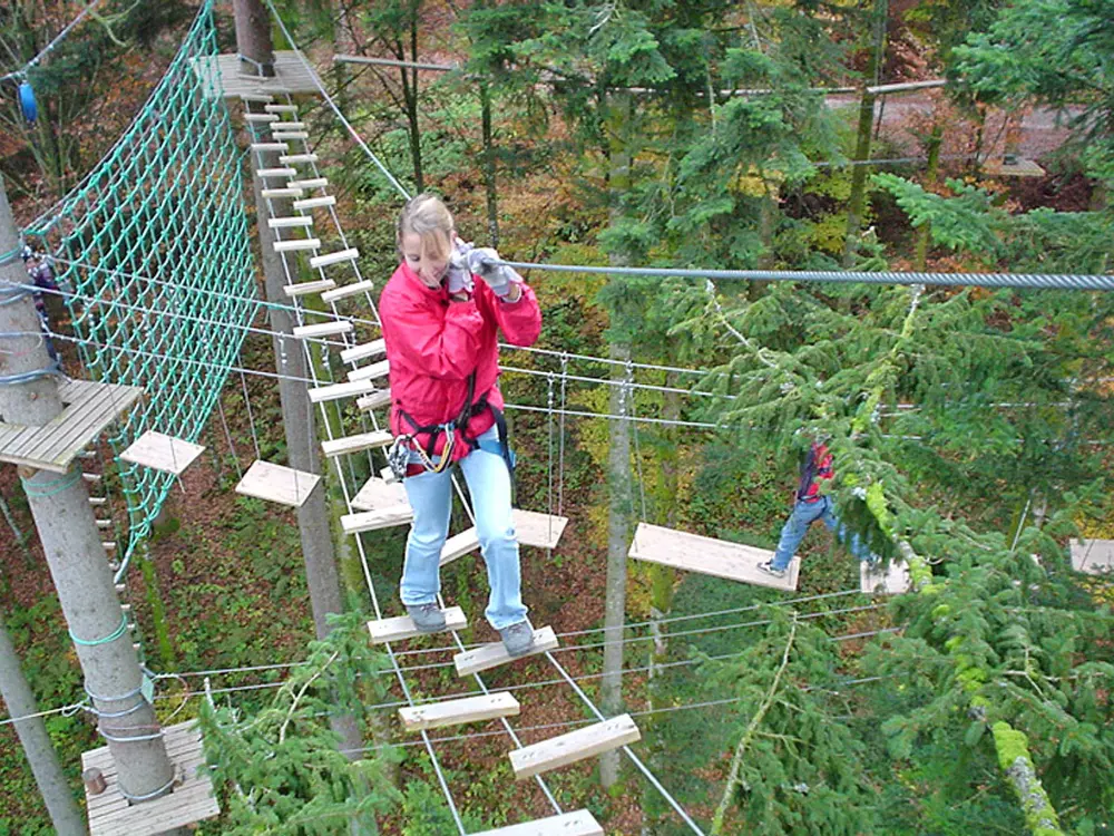 Kletterer im Seilpark Gantrisch