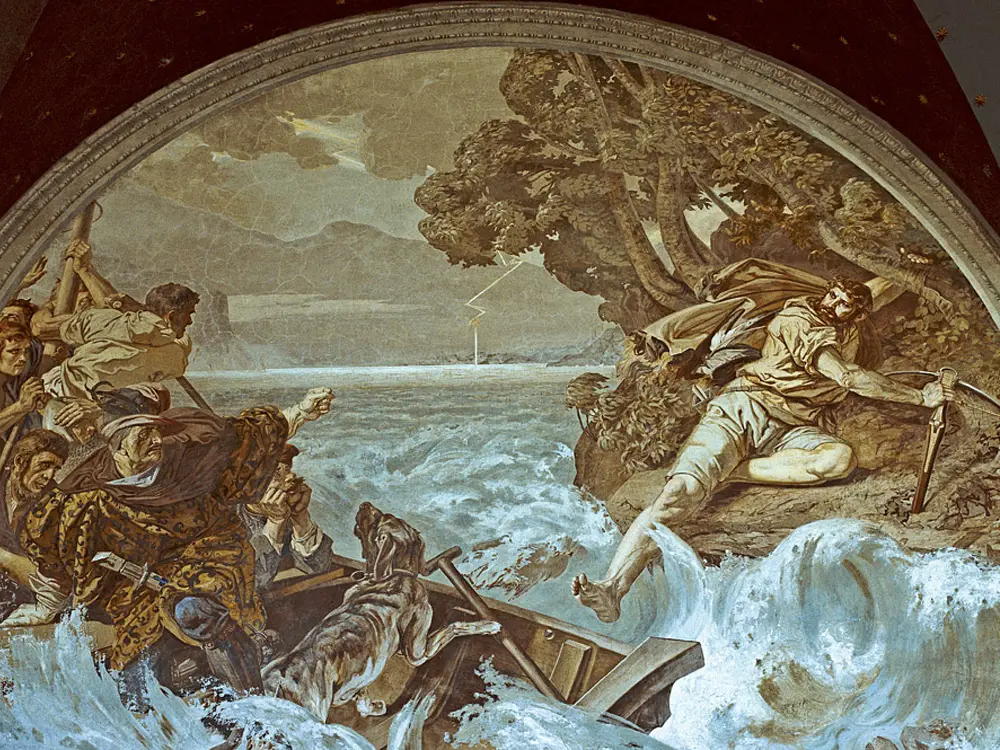 Wandbild "Tellsprung" in der Tellskapelle /