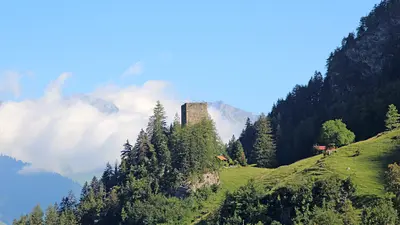 Blick auf die Ruine der Felsenburg bei Kandergrund