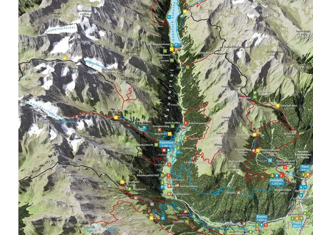 Panoramakarte Kaunertal Sommer