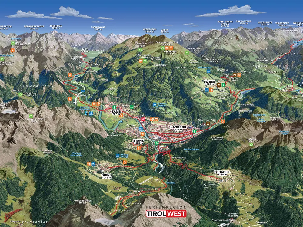 Panoramakarte Tirol West