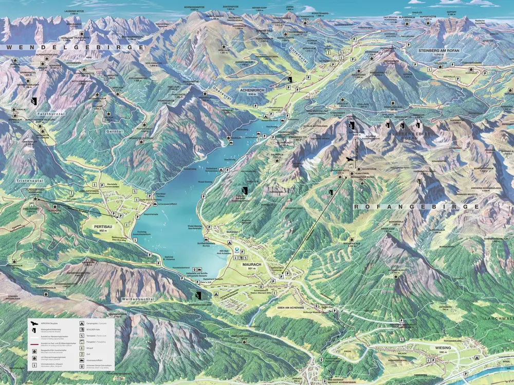 Panoramakarte Sommer Achensee