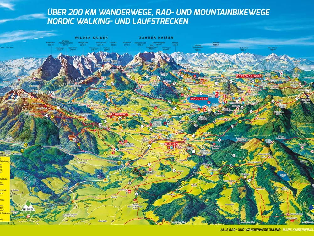 Panoramakarte Kaiserwinkl Sommer