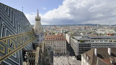 Stephansdomdach mit Wienblick