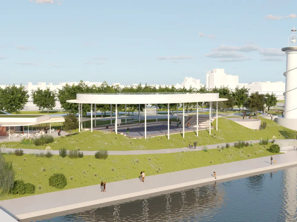 Visualisierung des Pier 22 in der Sunken City in Wien