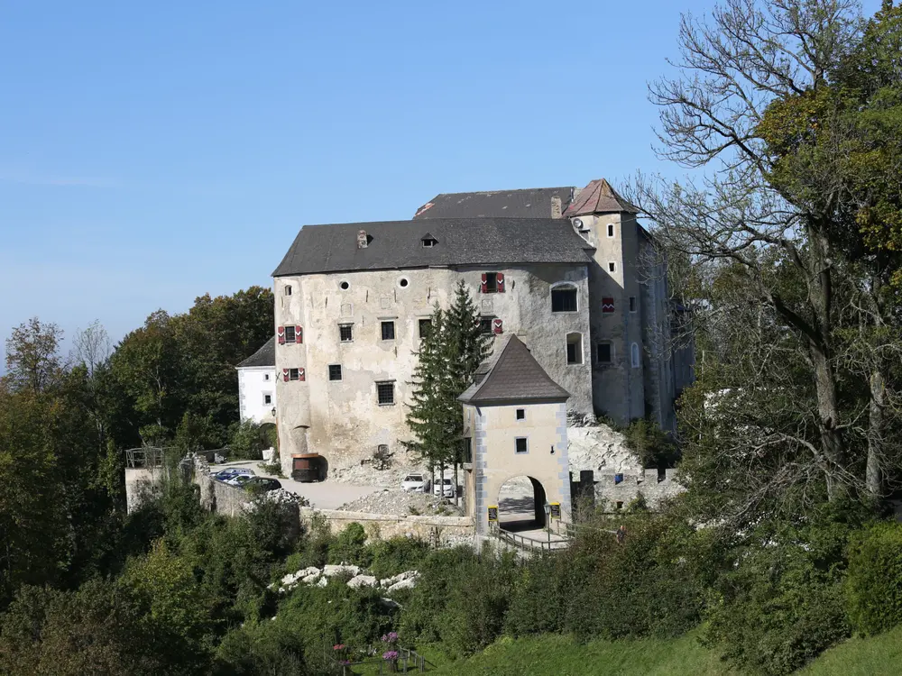Luftbild von der Burg Plankenstein