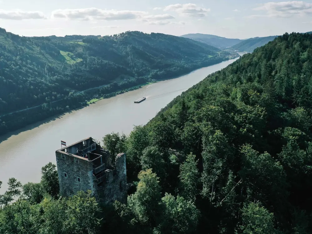 Blick auf die Donau mit Burgruine