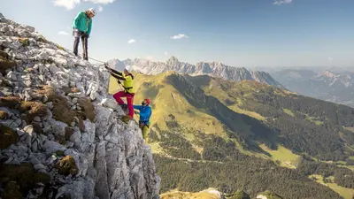 Kletterer am Klettersteig Gauablickhöhle