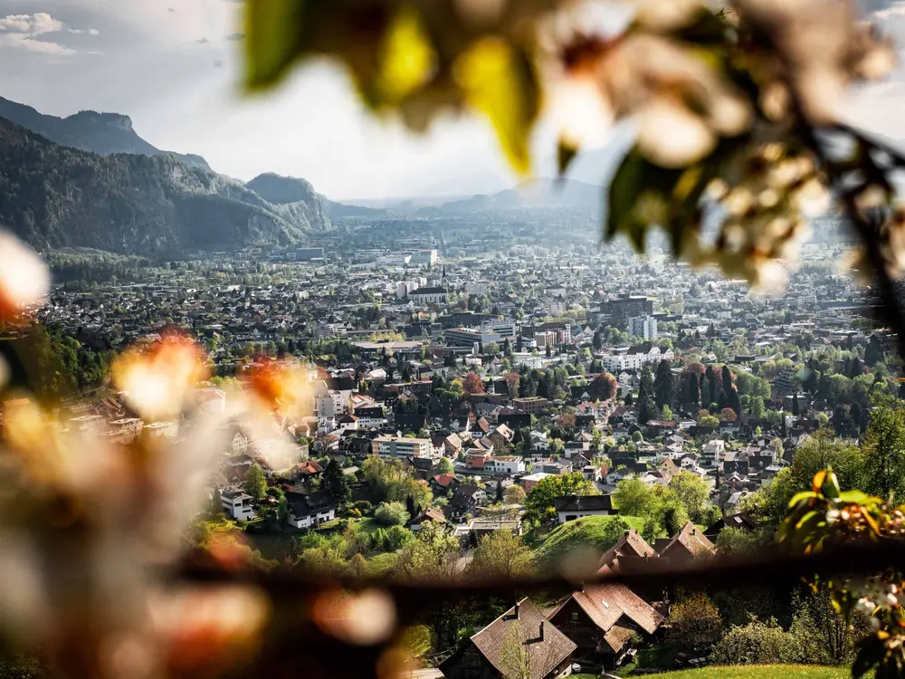 Blick auf Dornbirn südöstlich vom Bodensee