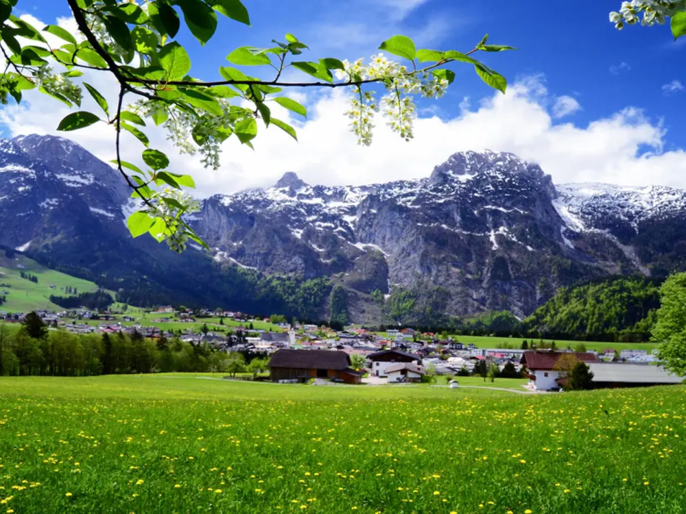Blick auf Abtenau im Frühling