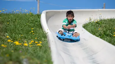Junge auf der Sommerrodelbahn Biberg bei Saalfelden