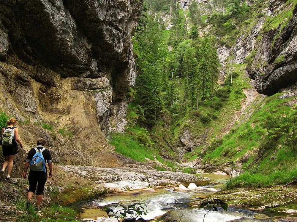 Zwei Wanderer in der Glemmbachklamm