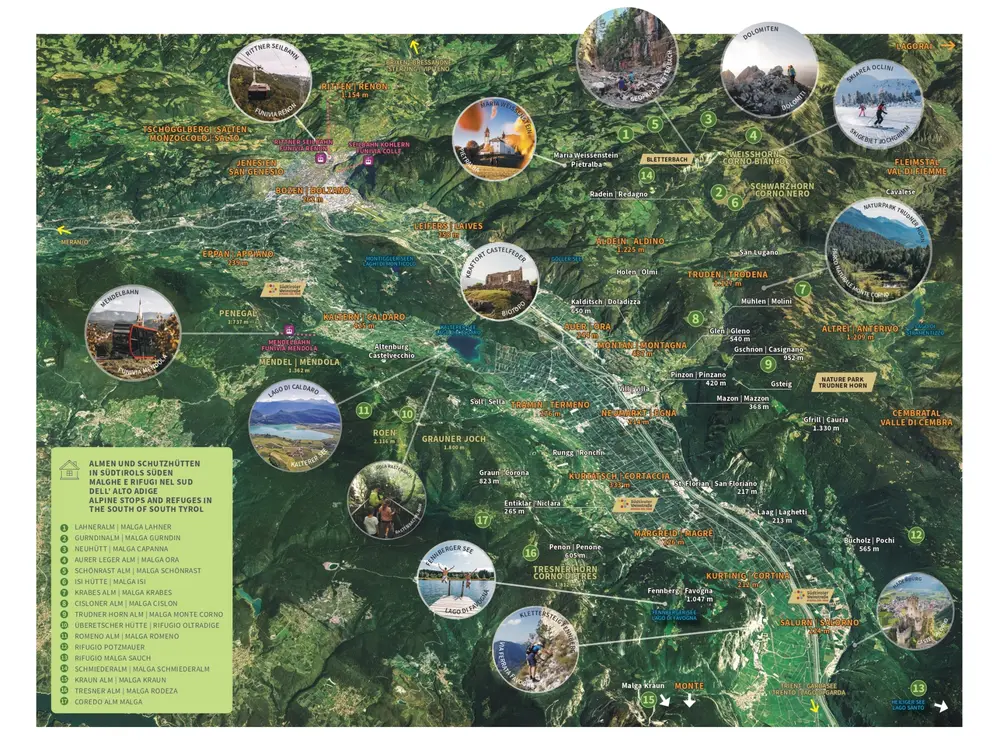 Panoramakarte für Südtirols Süden