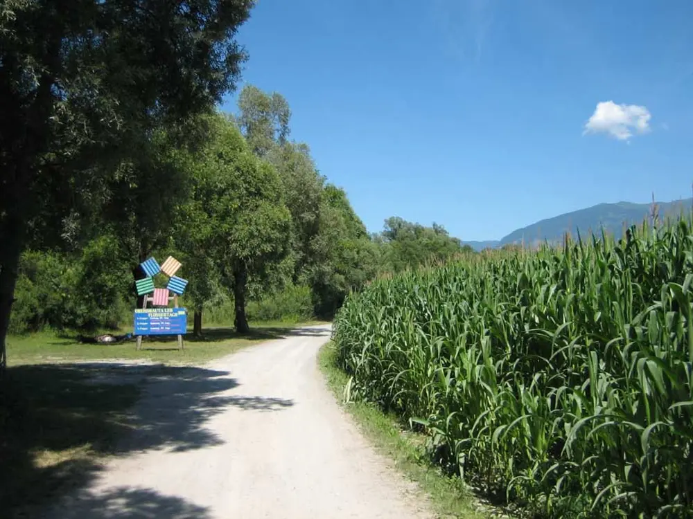 Blick auf den Drauradweg in den Dolomiten