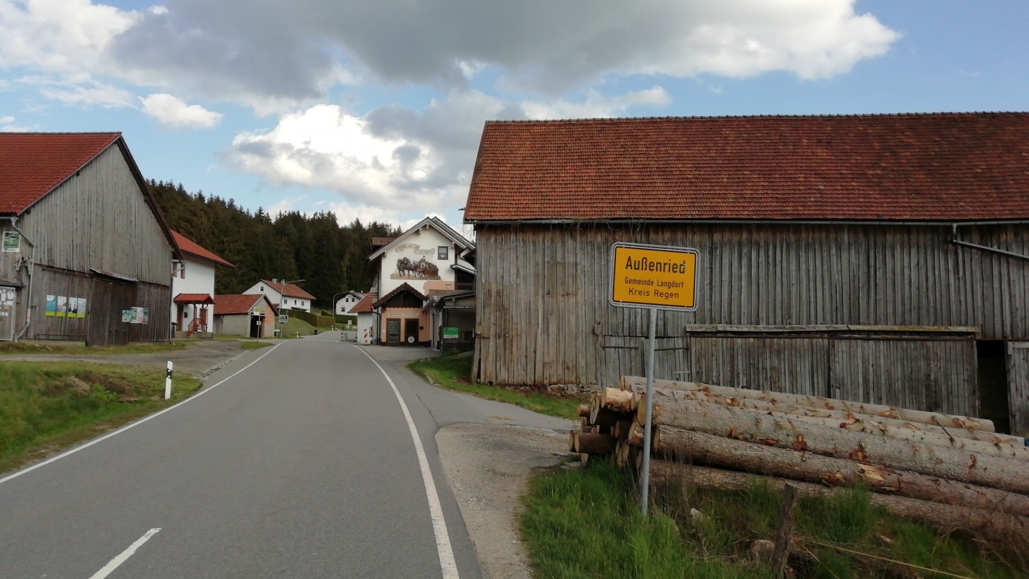 Orstschild des Ortsteils Außenried - Gemeinde Langdorf
