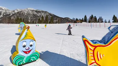 Übungspiste vor der Silberwaldhütte der Rofanlifte