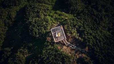 Vogelperspektive auf die Aussichtsplattform