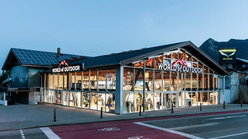 Außenansicht vom Hochseilgarten World of Outdoor in Sonthofen