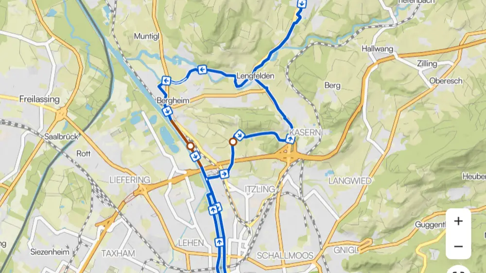 Radtour von Elixhausen zum Schloss Mirabell in Salzburg