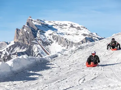 Rodeln im Skigebiet Megève © Megève Commune