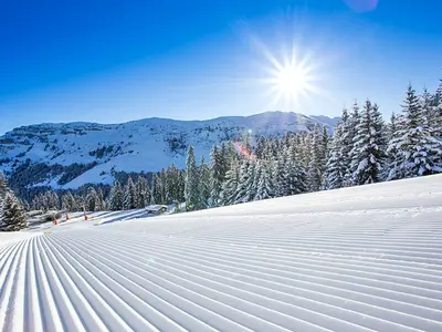 Blick auf eine Piste im Skigebiet Arêches Beaufort © Office de Tourisme Arêches-Beaufort