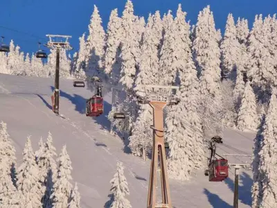 Blick auf die Fichtelberg Seilschwebebahn und den Vierersessellift © Fichtelberg Schwebebahn Kurort Oberwiesenthal - FSB GmbH