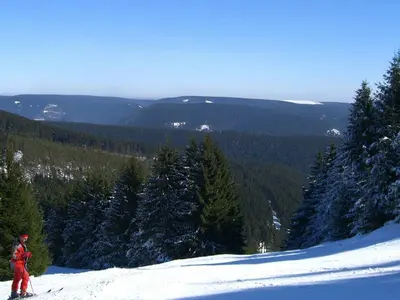 Skiwanderer mit Bergpanorama im Ski Alpinum Schulenberg © Ski Alpinum Schulenberg