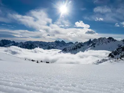Frisch präparierte Piste im Skigebiet Fellhorn-Kanzelwand © Oberstdorf/Kleinwalsertal Bergbahnen