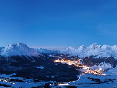 Panorama Muottas Muragl in der Abenddämmerung © ENGADIN St. Moritz By-line: swiss-image.ch/Christof Sonderegger